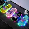 Kids'Slippers Led Licht Cartoon PVC Mode Sommer Hause Slipper Für Kinder Anti-slip Dicken Boden Rosa Blau Größe 22-35
