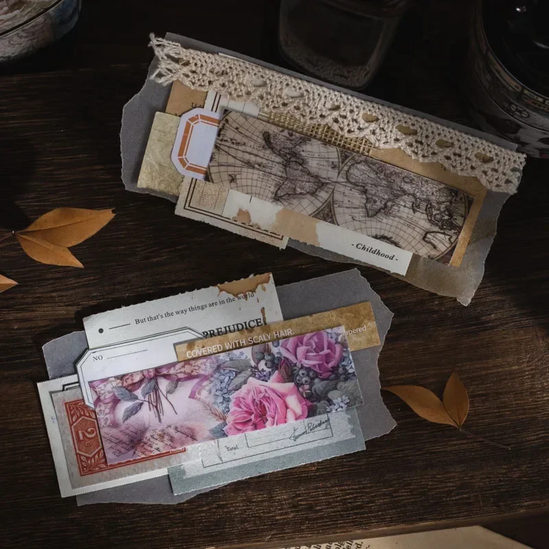 50-teiliges Vintage-Kraft-Stickerbuch mit 4 Retro-Themen für die Erinnerung des Journals Image