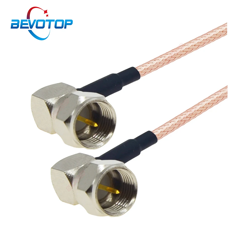 RG179 Kabel F Stecker Rechten Winkel 90 ° stecker F Männlichen 90 ° Stecker 75 Ohm RF Koaxial Verlängerung zopf für TV Set-top Box DIY Jumper Image