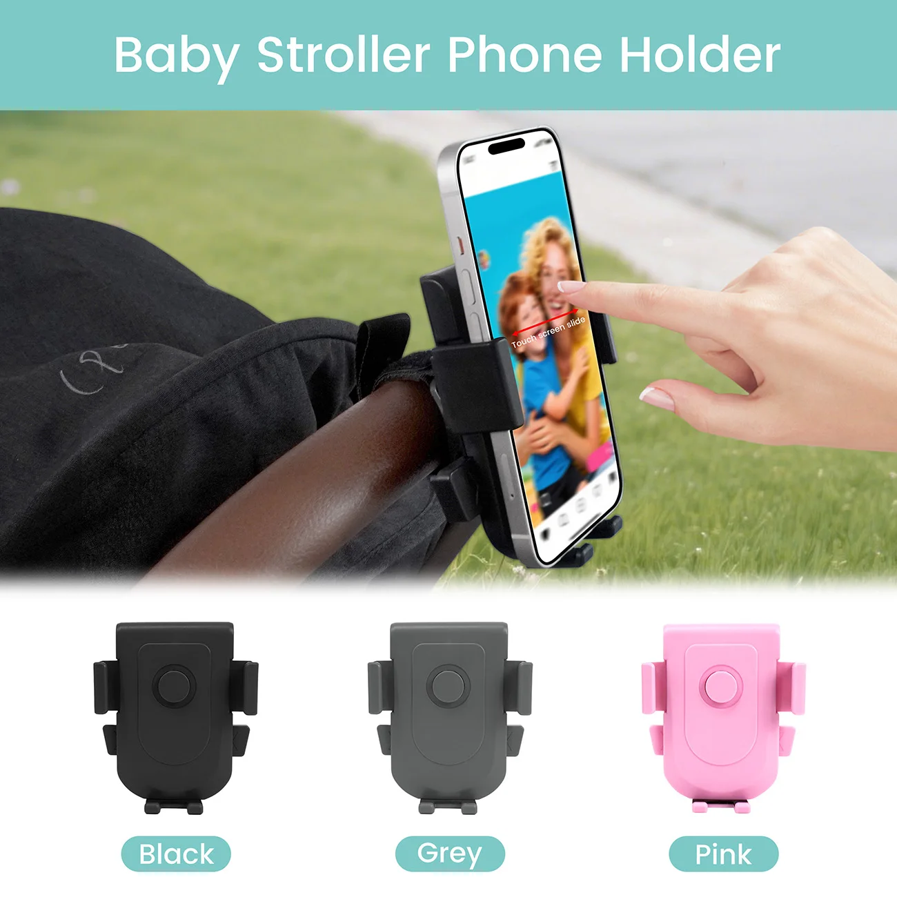 Handyständer für Kinderwagen, um 360 Grad drehbarer Gurtband-Installationsständer für Kinderwagen, Rollstuhlzubehör Image