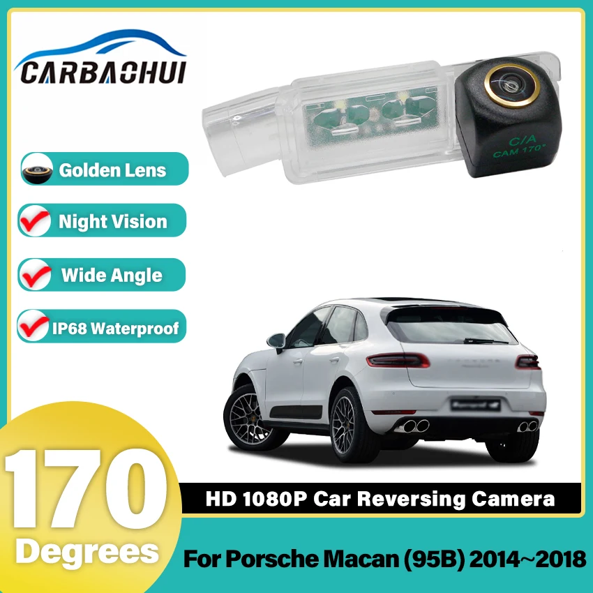 Rückfahrkamera für Porsche Macan (95B) 2014 2015 2016 2017 2018. CCD Nachtsicht-Kennzeichenkamera Rückfahrkamera Golden Image