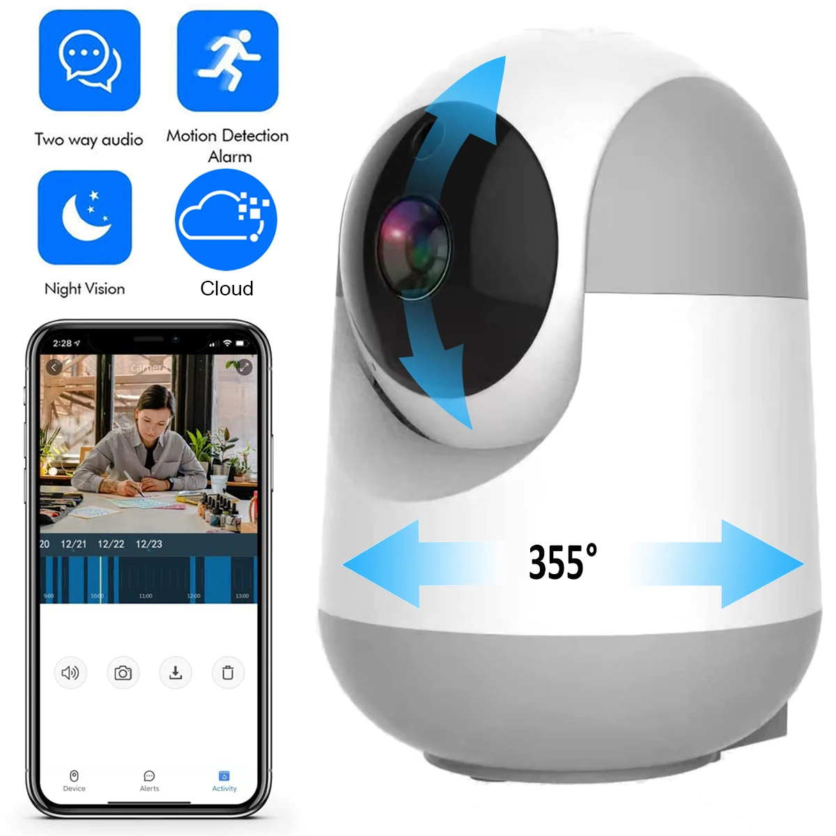 XVIM 3MP Baby Monitor 2K WiFi Sicherheit Kamera Smart Home Drahtlose IP Überwachungs Kamera Motion AI Automatische Tracking Audio Image