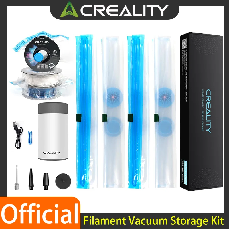 Creality offizielles Filament-Vakuum-Aufbewahrungsset für 3D-Drucker, 40 x 40 cm, wiederverwendbare Vakuum-Aufbewahrungsbeutel mit elektrischer Pumpe, staubdicht Image