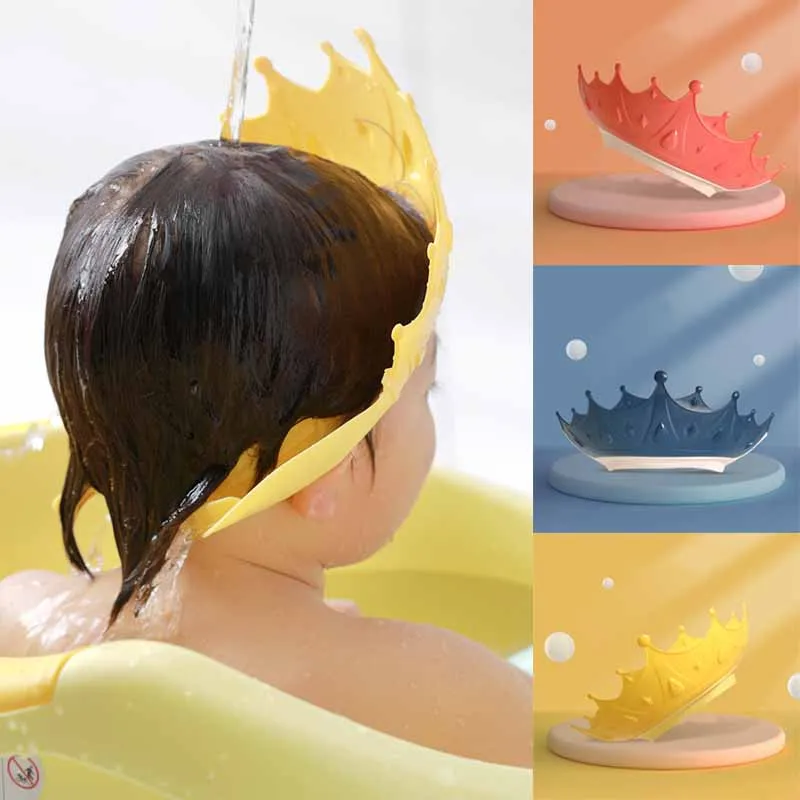 Baby Shampoo Kappe Einstellbare Auge Gehörschutz Silikon Cartoon Krone Dusche Kappe Baby Pflege Waschen Haar Shampoo Hut Image