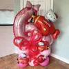 32 Stück Hello Kitty Themed Geburtstagsfeier Dekoration Lieferungen Kawaii Roter Rock KT Katze 32 Zoll Ziffernfolienballon Babyparty Mädchen
