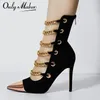 Onlymaker 2021New stil frauen Pumpen High Heels Mehrere Goldene Kette Frühling Sommer Spitz Damen Schuhe Große Größe EU35-46