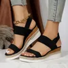 Plus Größe 36-43 Damen Sandalen Sommer Freizeitschuhe für Frauen Bequeme rutschfeste Walking Slip auf elastischen Stoff Damenschuhe