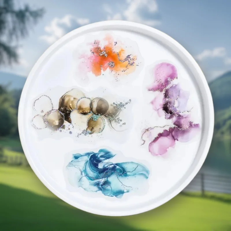 1 Packung/3er-Packung, 6 Stile, ästhetische silberne Aquarell-Aufkleber, vergoldete Leuchtpackung für Tagebuch-Dekoration Image