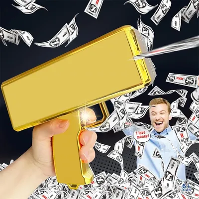 Money Shooter Gun That Look Real Fake Money Gun Shooter with Prop Money Handheld Spary Cash Gun for Game Movies Party Supplies