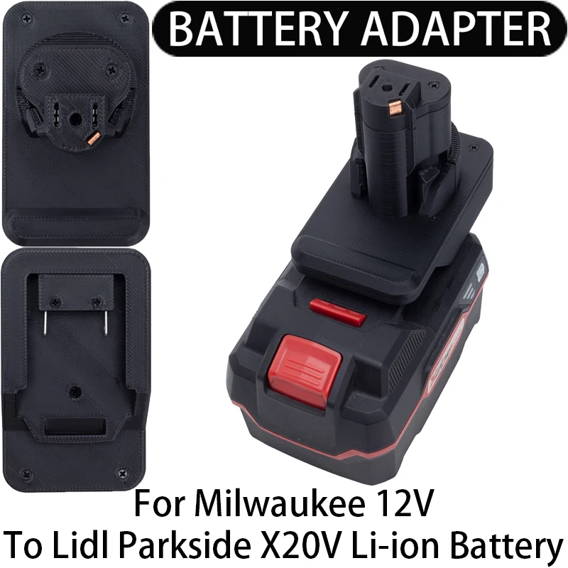 Akku-Adapter/Konverter für Milwaukee 12 V Li-Ion-Werkzeuge auf Lidl Parkside X20V Li-Ion-Akku-Adapter, Elektrowerkzeug-Zubehör Image