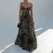 Abito da donna con stampa leopardata vintage Abito da donna con bretelle senza maniche Backless a vita alta Abiti lunghi 2025 Elegante abito da donna da strada