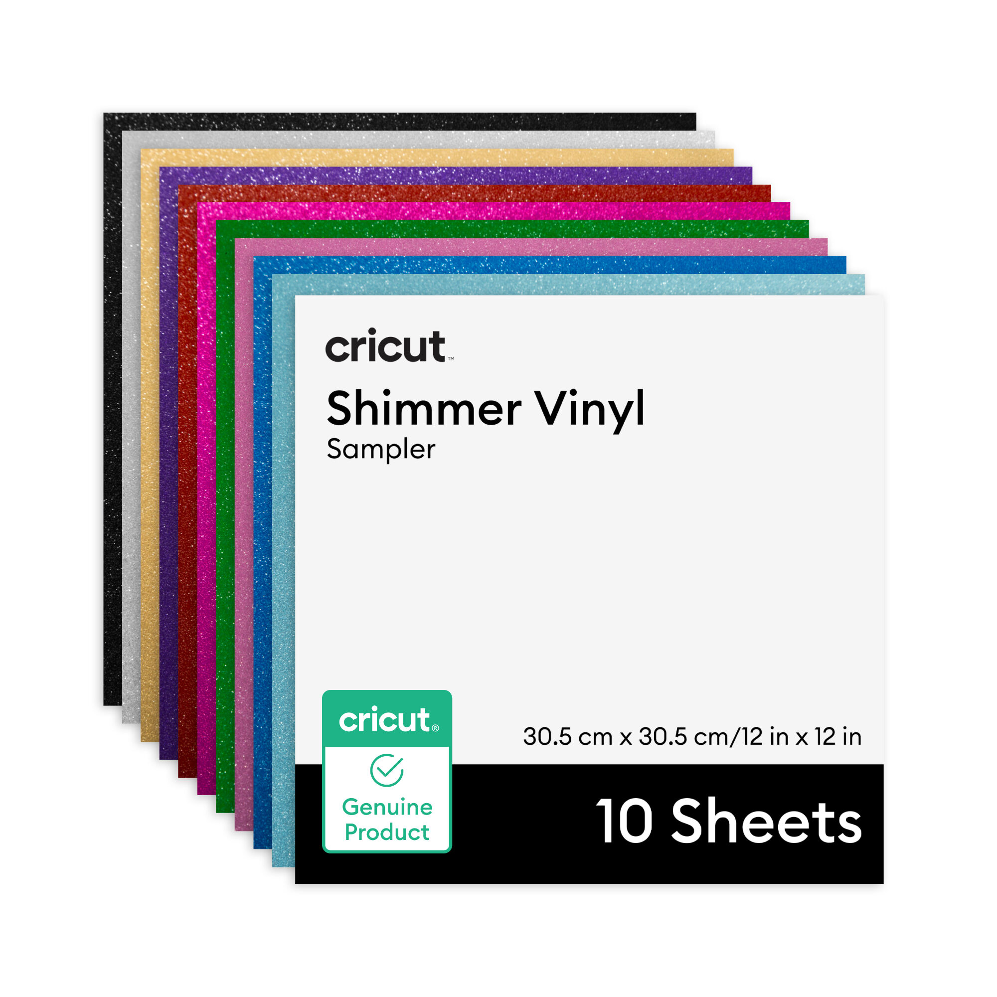 Cricut Shimmer Vinyl | Permanent | Party Sampler | 12 in x 12 in | 10 Count