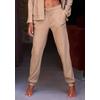 Sweathose FRENCH CONNECTION, Damen, Gr. 44/46, N-Gr, beige (sand), Rippware, Obermaterial: 81% Polyester, 15% Viskose, 4% Elasthan, meliert, casual, bequem lang, Hosen, aus weicher Rippstruktur, Loungewear