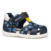 Lauflernschuh GEOX "B SANDAL ZAPITO BOY", Kinder, Gr. 22, blau (navy, gelb), Synthetik, sportlich, Schuhe, Babyschuh, Sandale, Klettschuh mit süßem Roboter Motiven