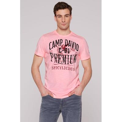 Rundhalsshirt CAMP DAVID, Herren, Gr. XL, neon punch, Material: 100% Baumwolle, bedruckt, casual, lässig geschnitten normal, Kurzarm eingesetzt gerader Abschluss, Shirts, aus Baumwolle Image