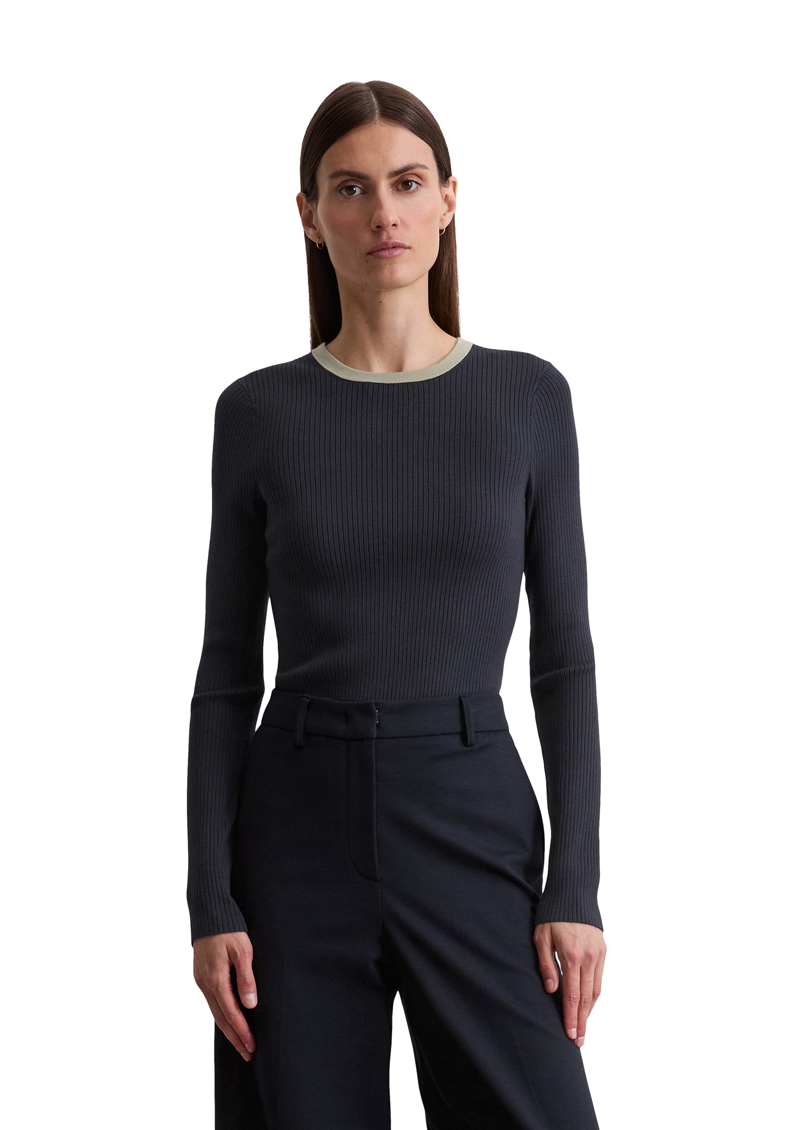 Rundhalspullover MARC O'POLO "aus Viskose-Mix", Damen, Gr. XS, blau (deep night blau), Obermaterial: 80% Viskose, 20% Polyester, unifarben, Casual, Rundhals, Pullover