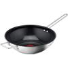 Wok TEFAL "Nordica", grau (edelstahl), B:29,40cm H:11,50cm L:54,80cm Ø:28,00cm, Pfannen, Thermo-Signal-Technologie, minimalistisches Design, robuster Griff
