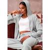 Sweatjacke FRENCH CONNECTION, Damen, Gr. 36/38, grau (hellgrau), Rippware, Obermaterial: 81% Polyester, 15% Viskose, 4% Elasthan, meliert, casual, bequem hüftlang, Langarm normaler Saum, Sweatjacken, weiche Rippstruktur, Loungewear