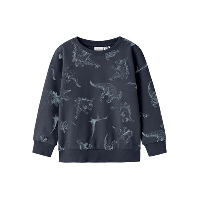 Sweatshirt NAME IT "NMMVARON für Jungen mit Alloverprint und Rippbündchen", Jungen, Gr. 86, blau (schwarz sapphire), Sweatware, Obermaterial: 100% Baumwolle, bedruckt, casual, normal normal, Rundhals, Langarm Rippbündchen, Sweatshirts, bedruckt,... Image