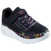 Sneaker SKECHERS "UNO LITE", Kinder, Gr. 33, bunt (schwarz, multi), Lederimitat, kontrastfarbene Details, sportlich, Schuhe, Klettschuh mit bunten Herzen, Größenschablone zum Download