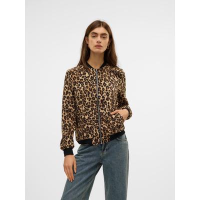 Blouson VERO MODA "VMCOCO L/S BOMBER AOP GA WVN NOOS", Damen, Gr. L (40), tigers eye aop:verena leo, Web, Obermaterial: 96% Polyester, 4% Elasthan, bedruckt, modisch, Langarm Rippbündchen, Jacken Image