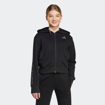 Kapuzensweatshirt ADIDAS SPORTSWEAR "G ANML 3S FT HD", Kinder, Gr. 152, schwarz, Obermaterial: 55% Baumwolle, 36% Polyester, 9% Viskose, sportlich, Sweatshirts Image