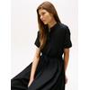 A-Linien-Kleid TOMMY HILFIGER "SMOCKED CO MIDI S/S DRESS", Damen, Gr. 36, N-Gr, schwarz, Web, Obermaterial: 100% Baumwolle, unifarben, casual, regular fit, Kurzarm, Kleider