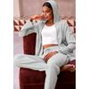 Sweathose FRENCH CONNECTION, Damen, Gr. 32/34, N-Gr, grau (hellgrau), Rippware, Obermaterial: 81% Polyester, 15% Viskose, 4% Elasthan, meliert, casual, bequem lang, Hosen, aus weicher Rippstruktur, Loungewear
