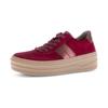 Plateausneaker GABOR, Damen, Gr. 41, rot (bordeaux), Ziegenveloursleder, Kalbsleder, modisch, Schuhe, Schnürschuh, Freizeitschuh, Halbschuh mit Besatz in Metallicoptik