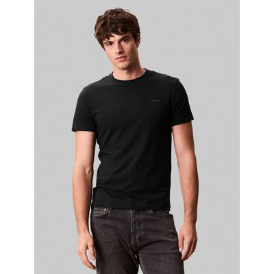 T-Shirt CALVIN KLEIN "SS STRETCH COTTON SLIM TEE", Herren, Gr. L, schwarz, Single Jersey, Obermaterial: 95% Baumwolle, 5% Elasthan, unifarben, casual, slim fit normal, Rundhals, Kurzarm eingesetzt abgesteppte Kante, Shirts, Mit Rundhalsausschnitt Image