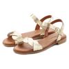 Sandale LASCANA "Sommerschuh", Damen, Gr. 40, gold (goldfarben), Obermaterial: 100% Rindsleder. Decksohle: 100% Textilmaterial. Laufsohle: 100% Synthetik, unifarben, elegant, Schuhe, aus Leder mit überkreuztem Wellenriemen, Sandalette, Sommerschuh