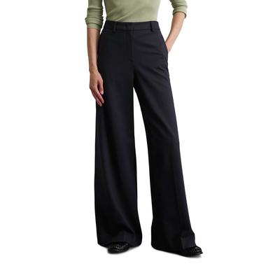 Chinohose MARC O'POLO "aus Interlock-Jersey", Damen, Gr. 34, Normalgrößen, blau (deep night blau), Obermaterial: 68% Viskose, 27% Polyamid, 5% Elasthan, unifarben, casual, weit normal, Hosen Image