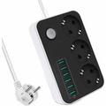 Mumu - Ciabatta con 6 prese multiple usb 3 scomparti 2500W 17W 5V 3,4A cavo 1,6M, con presa