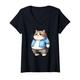Damen Funny Thick Cat Kitten Art Design Cat Owner Pet Lover T-Shirt mit V-Ausschnitt