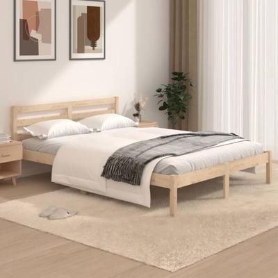 Massivholzbett, Doppelbett, Schlafzimmerbett, Bettgestell Kiefer 120x190 cm LLLA958405 Bonnevie Image