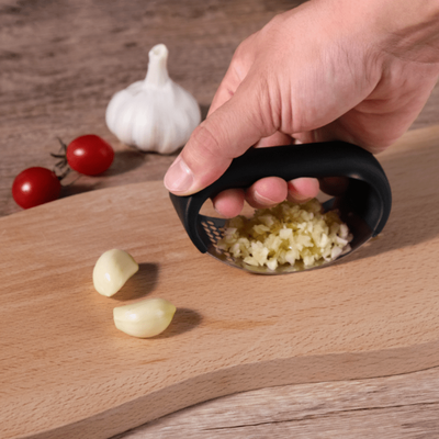 TEMU 1pc Premium Stainless Steel Garlic Press - Easy-clean, Portable Garlic Masher & Chopper - Durable, Food-safe Kitchen Gadget For Effortless Garlic Grinding & Storage, Garlic Crusher Image