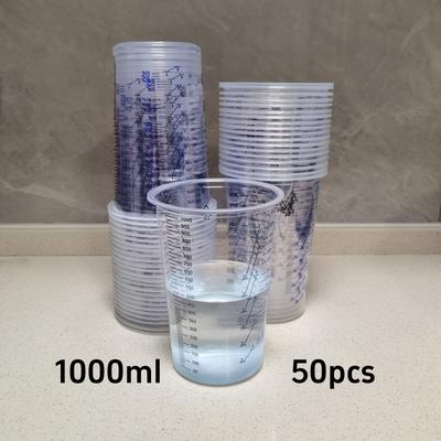 TEMU 50-pack 32oz 1000ml Flexible Clear Mixing Cups - Paint, Resin, Epoxy, Art, Kitchen, Baking - Diy | Transparent Measuring Stirring Cup With Accurate Scale | Durable Plastic Image