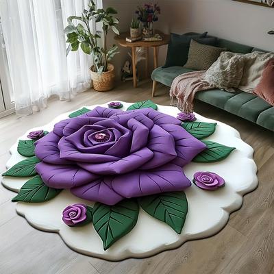 TEMU 1pc Of Stylish 3d Decorative Carpet For Living Room And Laundry Room, Easy To Clean Mat For Balcony And Kitchen, Soft Plush Bedside Rug For Bedroom, Suitable For Study And Stair Mat. Image