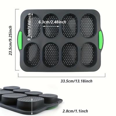 TEMU 1pack Silicone Hamburger Baking Tray, Non Stick Thick 8-hole Silicone Baking Tray Mold For Making Small Bread, French Bread, Hamburger Baking Tray, Baking Image