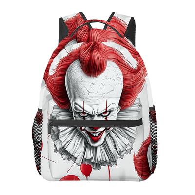 TEMU Horror Movie Character Graphic Backpack - Large Capacity, Lightweight & Foldable With Adjustable Straps, Zipper Closure, Multiple Compartments - Ideal For Work, Travel, Sports & Camping Image