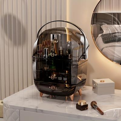 TEMU Large Capacity Cosmetic Display Cases With Transparent Dustproof Cover - Insert Mount, Plastic Material, Unfinished , Unscented Makeup Organizer For Lipstick, Perfume, Jewelry Storage Image