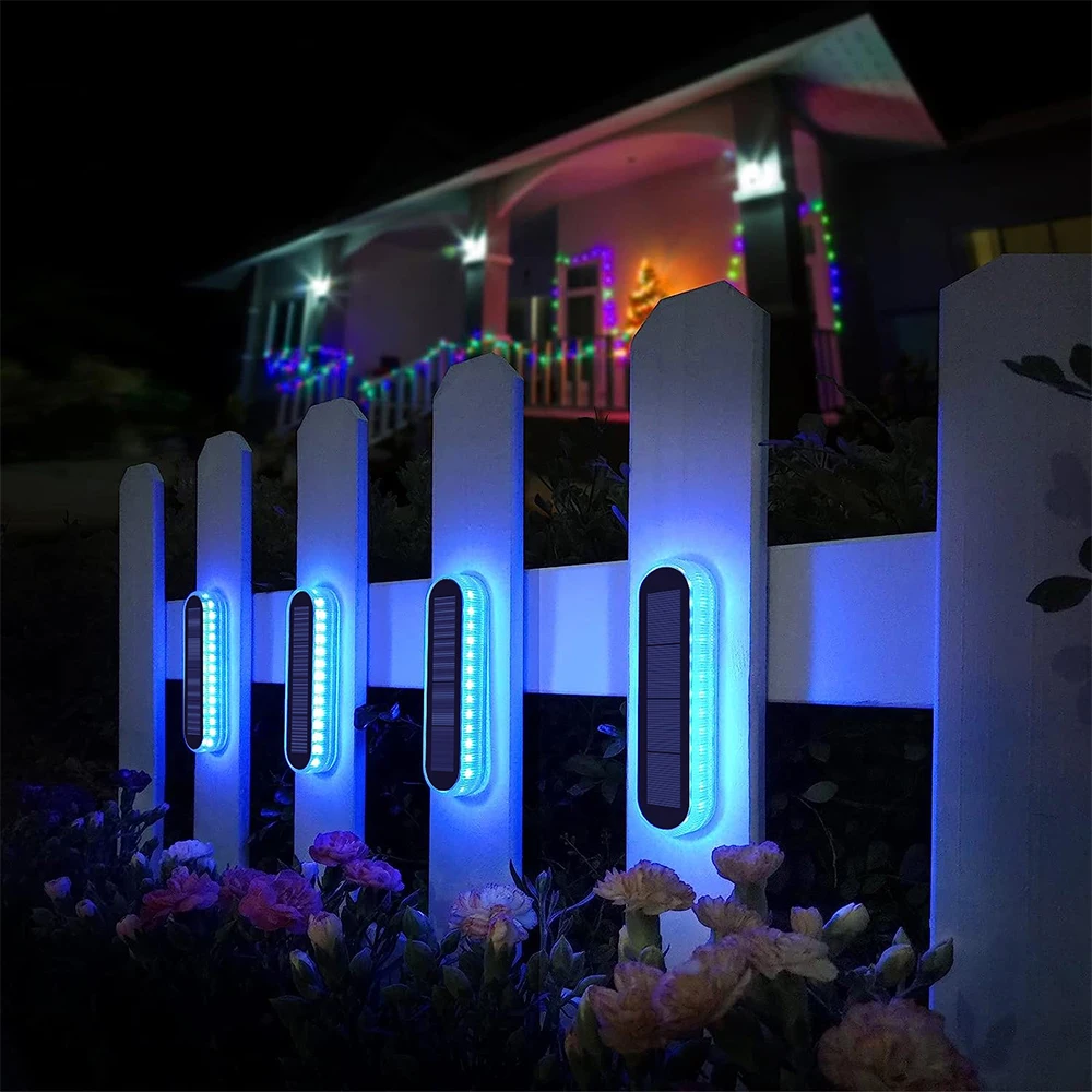 Solar-Deckleuchte für den Außenbereich, wasserdicht, IP68, Treppenlampe mit 30 LEDs für Geländer, Zaun, Hof, dekorative Außenbeleuchtung Image