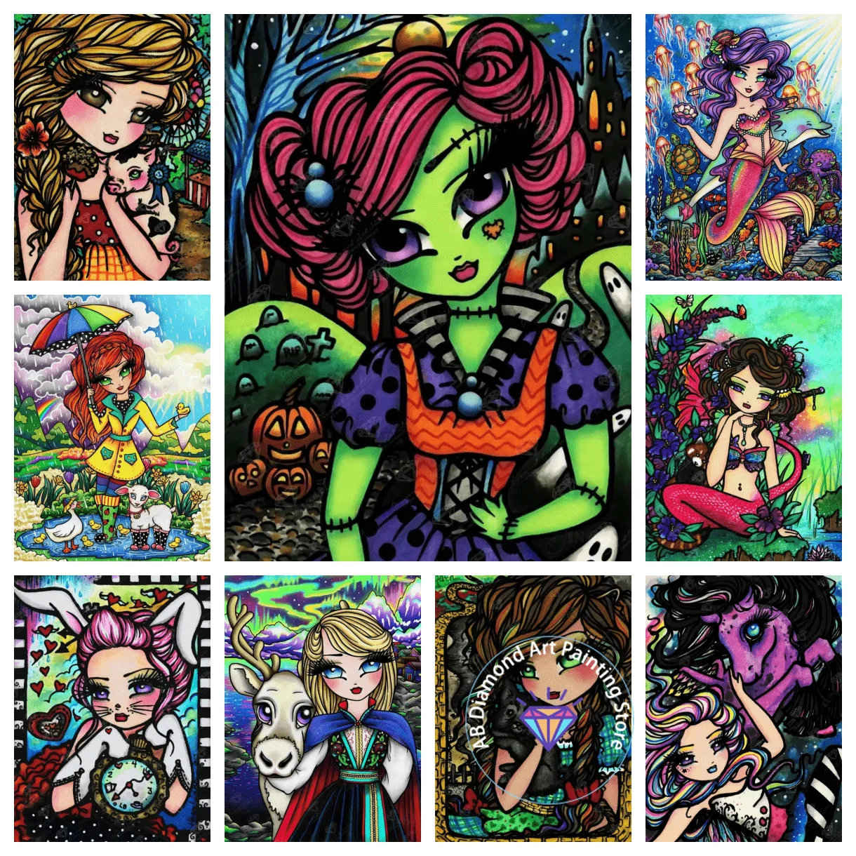 Große Augen Mädchen Puppe Diamant Malerei Kit 5D DIY Cartoon Diamant Stickerei Kreuz handgemachte Kunst Kinder Geschenk Home Dekoration Image