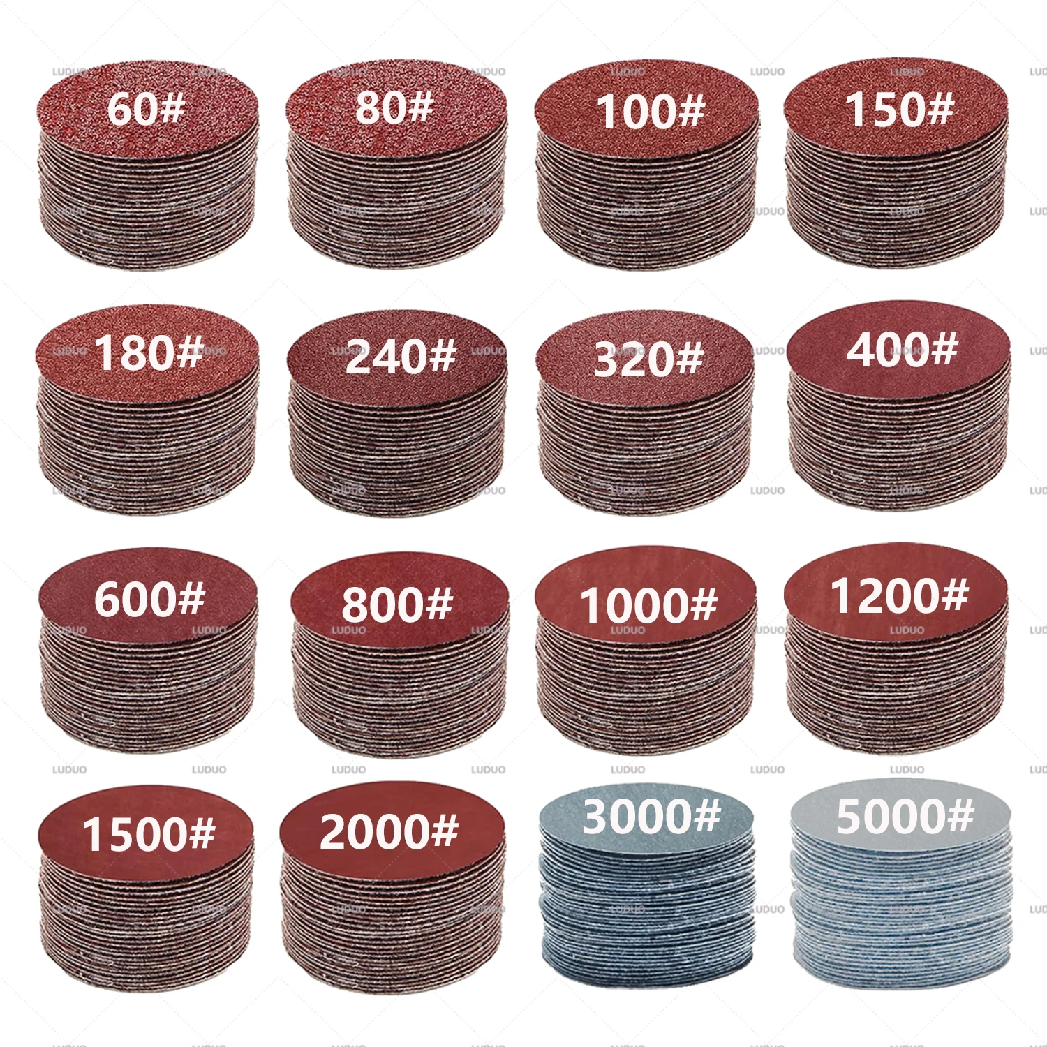 Set di fogli di carta vetrata rotonda con disco abrasivo da 3/4/5/6 pollici Tampone per lucidatura per carta abrasiva per lucidatura per auto