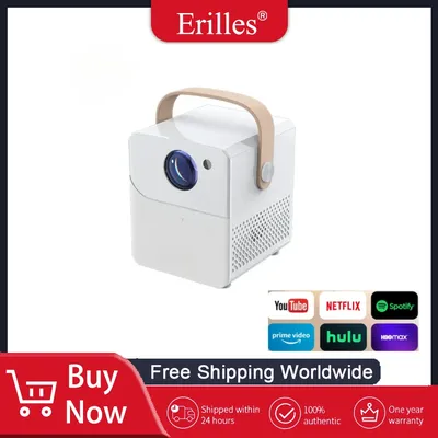 HD 720P Smart Projector Auto Focus WiFi Phone Mirroring Portable Mini Projector Home Outdoor Movie Projection