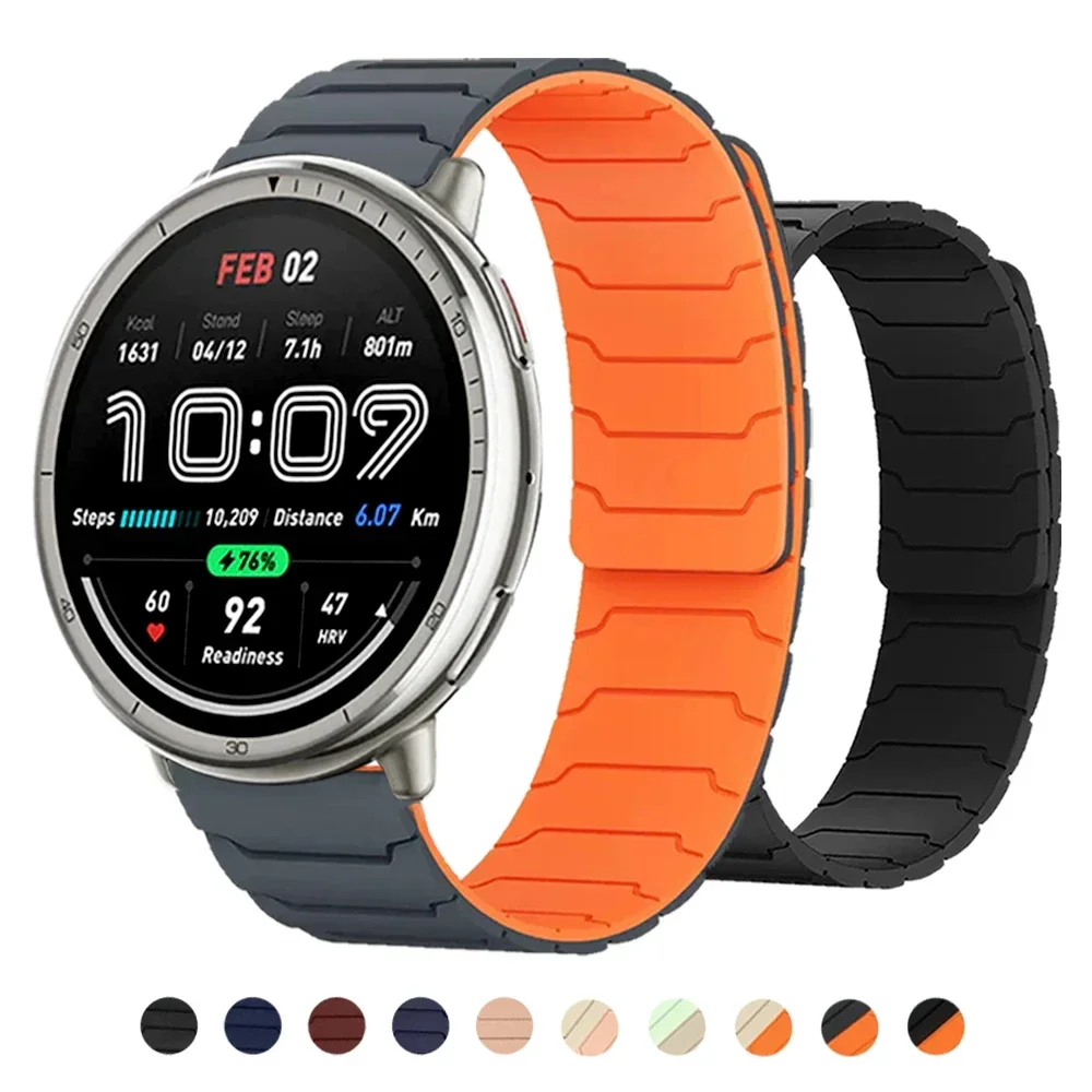 20/22 mm magnetisches Silikon-Armband für Amazfit Active 2/Bip6 5 4/Zepp Z/GTR 4 Pro/GTS 4, Ersatzarmband für Garmin Forerunner 570 Image