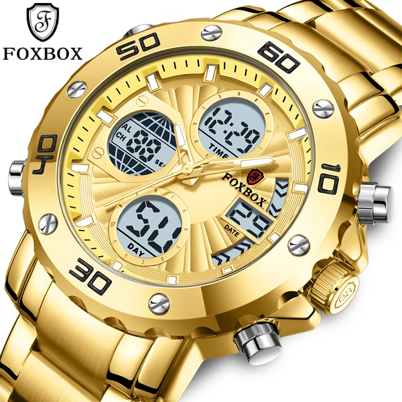 FOXBOX Digitale Männer Militär Uhr Wasserdichte Armbanduhr LED Quarz Uhr Sport Uhr Männliche Große Uhren Männer Relogios Masculino + Box Image