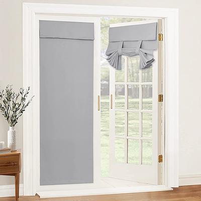 100% Blackout French Door Curtains, Privacy Door Curtains for Window, Room Darkening Blinds, Thermal Insulated Window Shades for Bedroom, 1 Panel