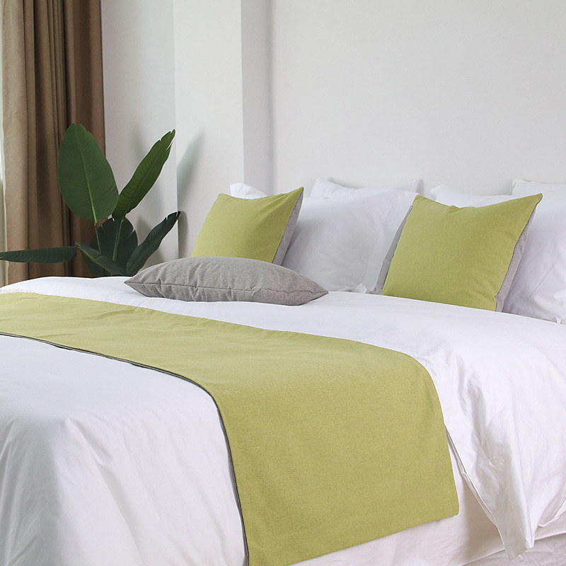 Bed Runner Bed Scarf, Two Tone Colors Decorative Bed Scarf for Home Hotel Bedspreads Scarves Protection Modern Solid Bed Runner for Foot of Bed Home Bedroom Bedding Decoration