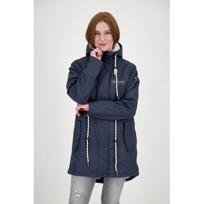 Regenjacke DEPROC ACTIVE "Friesennerz ELLESMERE II CLASSIC", Damen, Gr. 54 (XXL), blau (navy), 100% Polyurethan;Futter: 100% Polyester, casual, figurumspielend, Langarm gerader Abschluss mit Druckknopf, Jacken, auch in Großen Größen erhältlich Image